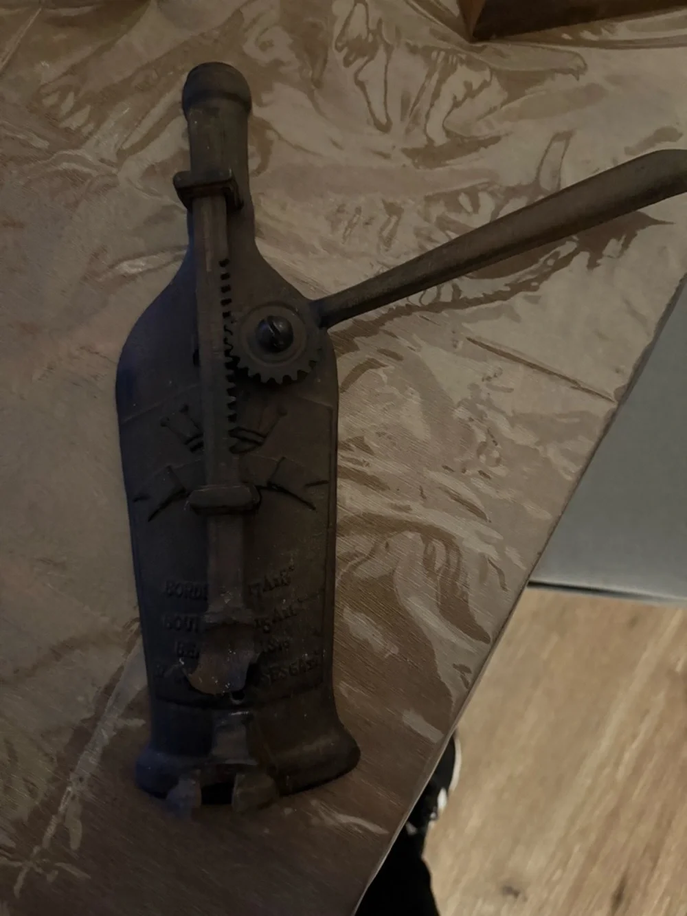 Antique-Style Black Wall-Mount Bottle Opener with Gear Detail